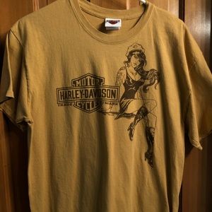 Harley Davidson T-shirt, Men’s, Large, Yellow.